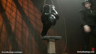 Bound gimp in latex pussy fucked (Claire Adams, Cassandra Nix)