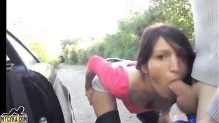 French Couple Outdoor Sex Facial Con MyCyka com