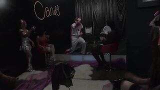 An orgy organized by Stacey together with three pussies