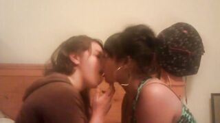 Girls Making Out On A Bed