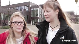 Firsties: Females fuck in the Berlin University Library