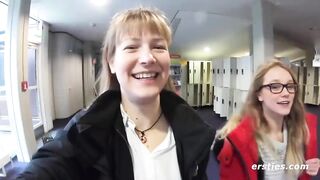 Firsties: Females fuck in the Berlin University Library