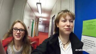Firsties: Females fuck in the Berlin University Library
