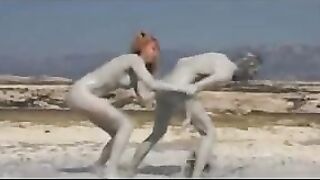 Sandy Mud Wrestling
