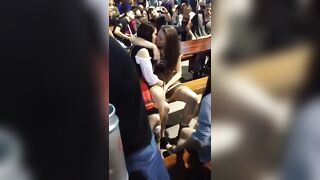 Girls kissing each other in Oktoberfest Blumenau Brazil