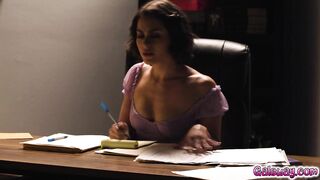 Hot lesbian sex for Jenna and Nicole on a desk (Jenna Nicole, Nicole May, Real deal)
