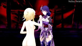 Genshin impact Raiden x Lumine squirting