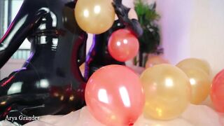 Looney Fetish, Air Balloons Lesbian Fun In Latex Rubber Costumes