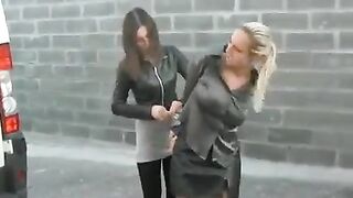 Reporter in van