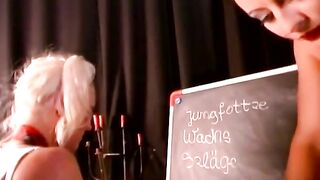 The dominant teacher educates and humiliates a student and a slave at the same time in her teaching institute