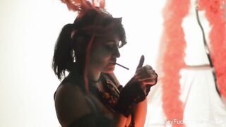 Charley Chase and Alia Janine are smoking bathtub lesbians