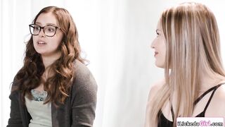 Leana Lovings and Scarlett Sage having lesbian 69 oral sex