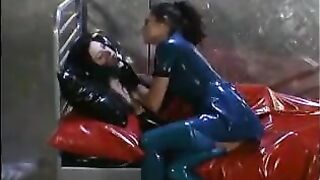 lesbian latex feet strap on