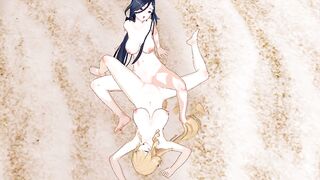 Clorinde x Navia SEX ON THE BEACH [ Genshin Yuri Hentai ]