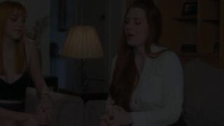 Bigtitted redhead les feasting juicy vagina