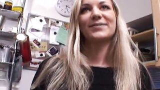 Super busty blonde from Germany enjoy masturbating in the kitchen