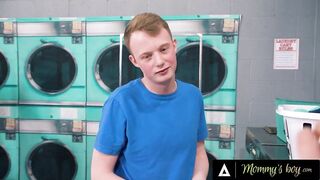 MOMMY'S BOY - Bored MILF Dee Williams & Her Besties REVERSE GANGBANG Ginger Boy In Public Laundromat