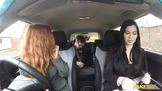 Fake Driving School - Examiner agrees to pass student after a rough sex threesome