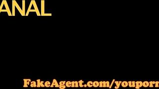 FakeAgent Hot brunette babe gets ass spunked over in Casting