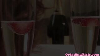 Busty les babe toying with buttplug in bath