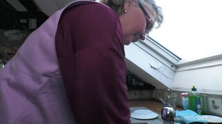 Grandma & Grandpa seduce their cleaning lady and eagerly lick their cunt clean