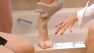 Blonde Lesbian Angel loves Woman's Feet