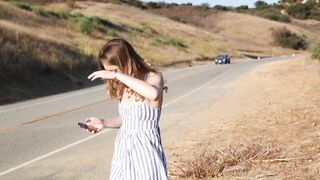 Seduced on the road by a Busty cougar. 