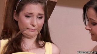 Pantyhosed girl fucks mature lesbian
