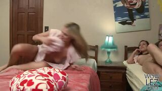 Lesbian stepsisters playing a dirty game