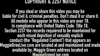 Blue Eyed Maggie Green Bangs 3 Cocks With 2 Lesbo Friends!