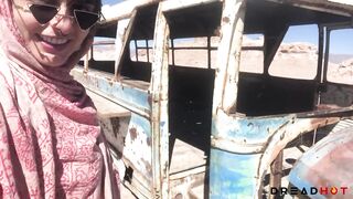 Porn inside an abandoned Bus in DESERT -Amateur Porn Vlog 2
