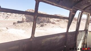 Porn inside an abandoned Bus in DESERT -Amateur Porn Vlog 2