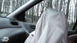blonde amateur Miley Weasel risky public fuck in a car