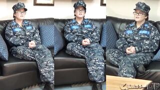 This slutty soldier has gone from basic training to hardcore