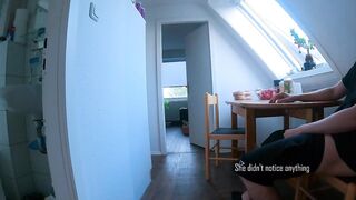 DICKFLASH in STUDENTS APARTMENT: a slutty college girl can't resist to finish me off