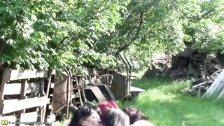 Five mature mothers having kinky fun at village