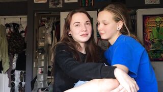 Lesbian kiss for horny friends