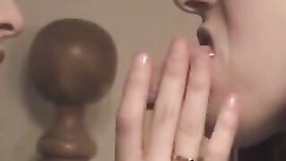 Long tongue lesbian kissing