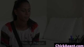 Busty les casting agent pussylicking newbie