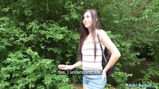 Public Agent Horny sexy tourist sucks and fucks in secluded forest