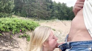 Public blowjob on the beach with a stranger