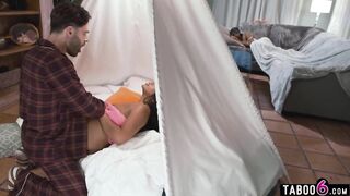 Black teen stepdaughter with huge boobs seduces her stepdad
