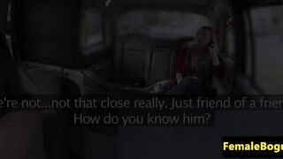 Female taxi driver pussylicks les passenger