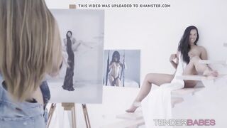 Gorgeous brunettes Izabella and Poca Hontas share lesbian lo