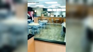 Young lesbians have oral sex in a restaurant