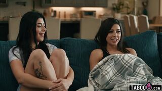 Tiny lesbian teen caught fingering pussy by her sexy roommate