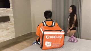 The delivery man comes and I can't aid but fuck him