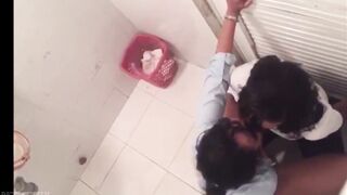 Two sluts caught in the bathroom