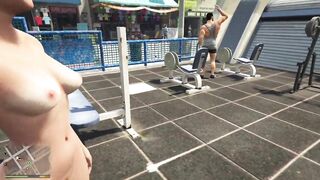 Tracey have sex with her Sugar daddy Trevor in outdoor beach gym