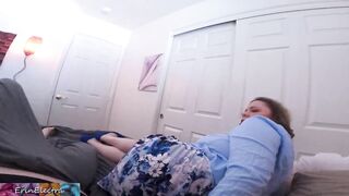 Stepson shares a bed with stepmom and they try not to get stripped